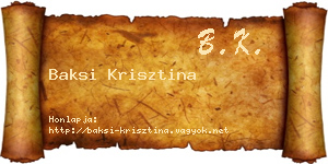 Baksi Krisztina névjegykártya